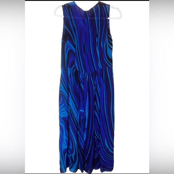 Akris Punto Blue Planet Print Sleeveless MidiDress Size US 4 - Picture 4 of 7